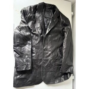 Knoles Carter London Black Genuine Leather Jacket Coat Italian Size 3XL